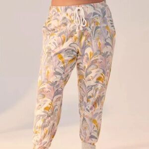 Flora Print Joggers Anthropologie marbled printed pattern sweat pants M cotton